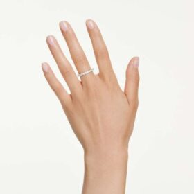 Bague Matrix Vittore, taille ronde, blanche, plaquée or