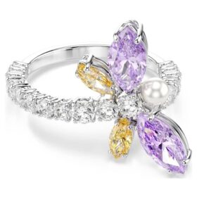 Bague à motif Ariana Grande X Swarovski, tailles variées, libellule, multicolore, plaquée rhodium Bague à motif Ariana Grande X Swarovski, tailles variées, libellule, multicolore, plaquée rhodium