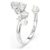 Bague ouverte Constella avec perles de cristal, tailles rondes, blanche, plaquée rhodium Bague ouverte Constella avec perles de cristal, tailles rondes, blanche, plaquée rhodium