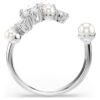 Bague ouverte Constella avec perles de cristal, tailles rondes, blanche, plaquée rhodium Bague ouverte Constella avec perles de cristal, tailles rondes, blanche, plaquée rhodium