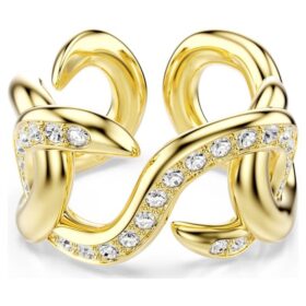 Bague ouverte Dextera à taille ronde, blanche, plaquée or
