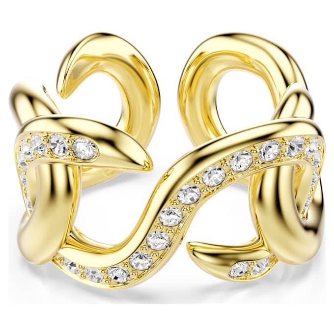 Bague ouverte Dextera à taille ronde, blanche, plaquée or Bague ouverte Dextera à taille ronde, blanche, plaquée or