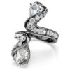 Bague ouverte « Feather » de la collection Vienna, blanche, plaquée ruthénium