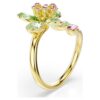 Bague ouverte Idyllia, tailles variées, fleur, verte, plaquée or