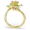 Bague ouverte Idyllia, tailles variées, fleur, verte, plaquée or