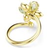 Bague ouverte Idyllia, tailles variées, fleur, verte, plaquée or