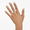 Bague ouverte Mesmera, taille cœur, pavé, blanche, plaquée or Bague ouverte Mesmera, taille cœur, pavé, blanche, plaquée or