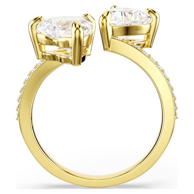 Bague ouverte Mesmera, taille cœur, pavé, blanche, plaquée or Bague ouverte Mesmera, taille cœur, pavé, blanche, plaquée or
