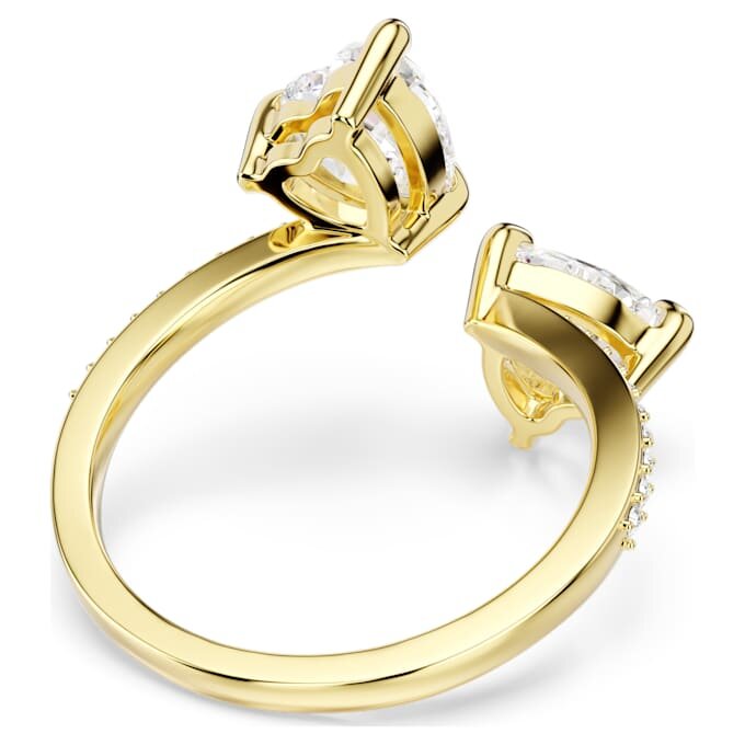 Bague ouverte Mesmera, taille cœur, pavé, blanche, plaquée or Bague ouverte Mesmera, taille cœur, pavé, blanche, plaquée or