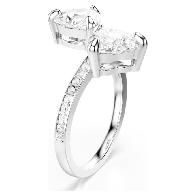 Bague ouverte Mesmera, taille cœur, pavé, blanche, plaquée rhodium Bague ouverte Mesmera, taille cœur, pavé, blanche, plaquée rhodium