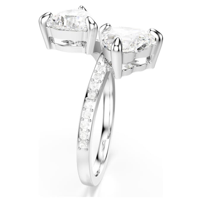 Bague ouverte Mesmera, taille cœur, pavé, blanche, plaquée rhodium Bague ouverte Mesmera, taille cœur, pavé, blanche, plaquée rhodium