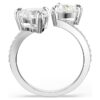 Bague ouverte Mesmera, taille cœur, pavé, blanche, plaquée rhodium Bague ouverte Mesmera, taille cœur, pavé, blanche, plaquée rhodium