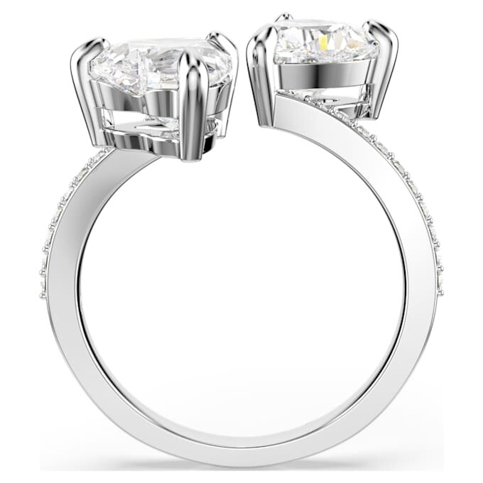 Bague ouverte Mesmera, taille cœur, pavé, blanche, plaquée rhodium Bague ouverte Mesmera, taille cœur, pavé, blanche, plaquée rhodium