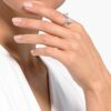 Bague ouverte Mesmera, taille cœur, pavé, blanche, plaquée rhodium Bague ouverte Mesmera, taille cœur, pavé, blanche, plaquée rhodium