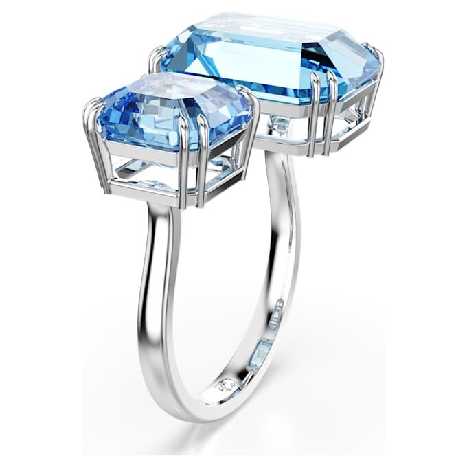 Bague ouverte Millenia, taille octogonale, bleue, plaquée rhodium Bague ouverte Millenia, taille octogonale, bleue, plaquée rhodium