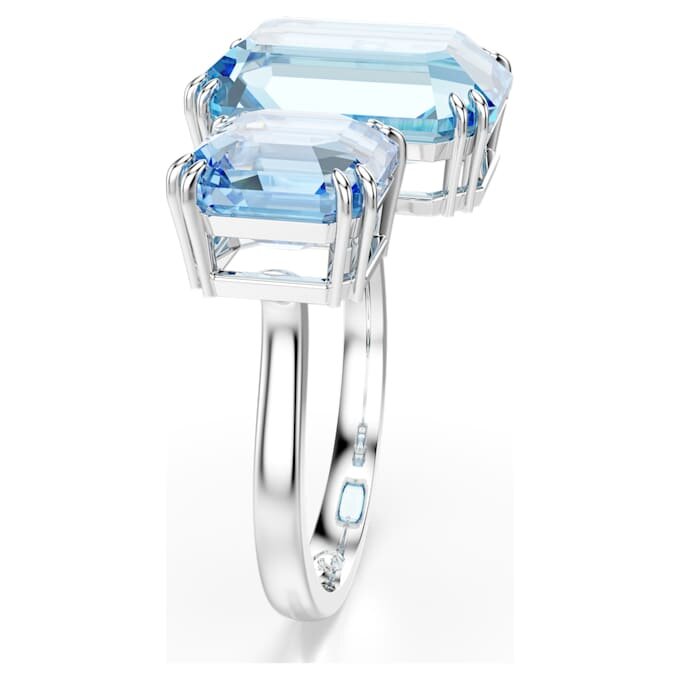 Bague ouverte Millenia, taille octogonale, bleue, plaquée rhodium Bague ouverte Millenia, taille octogonale, bleue, plaquée rhodium