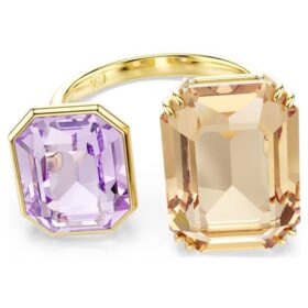 Bague ouverte Millenia, taille octogonale, multicolore, plaquée or