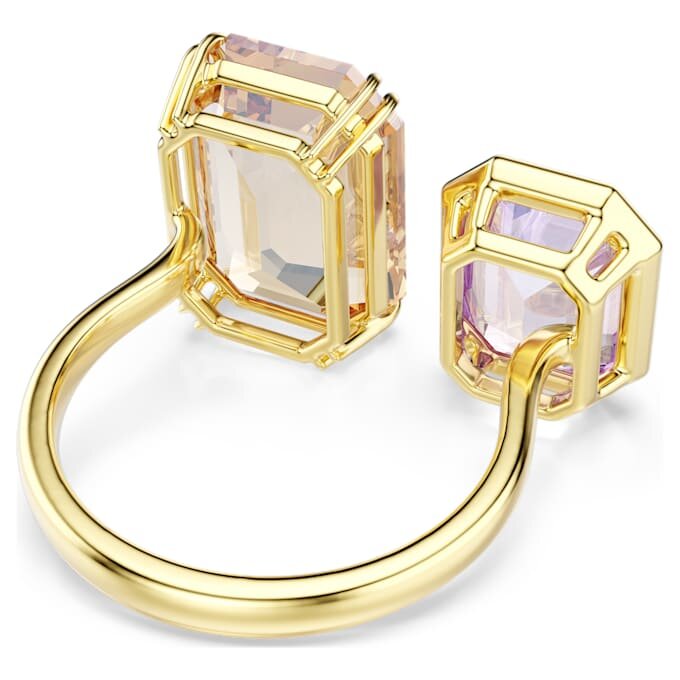 Bague ouverte Millenia, taille octogonale, multicolore, plaquée or Bague ouverte Millenia, taille octogonale, multicolore, plaquée or