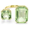 Bague ouverte Millenia, taille octogonale, verte, plaquée or