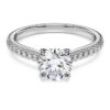 Bague solitaire Eternity avec diamants synthétiques, 1,2 ct au total, forme ronde, or blanc 14 carats Bague solitaire Eternity avec diamants synthétiques, 1,2 ct au total, forme ronde, or blanc 14 carats