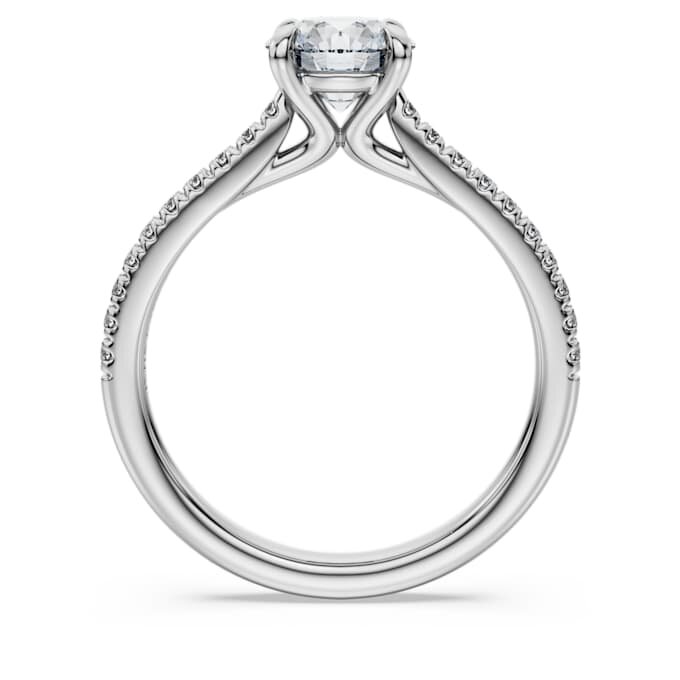 Bague solitaire Eternity avec diamants synthétiques, 1,2 ct au total, forme ronde, or blanc 14 carats Bague solitaire Eternity avec diamants synthétiques, 1,2 ct au total, forme ronde, or blanc 14 carats