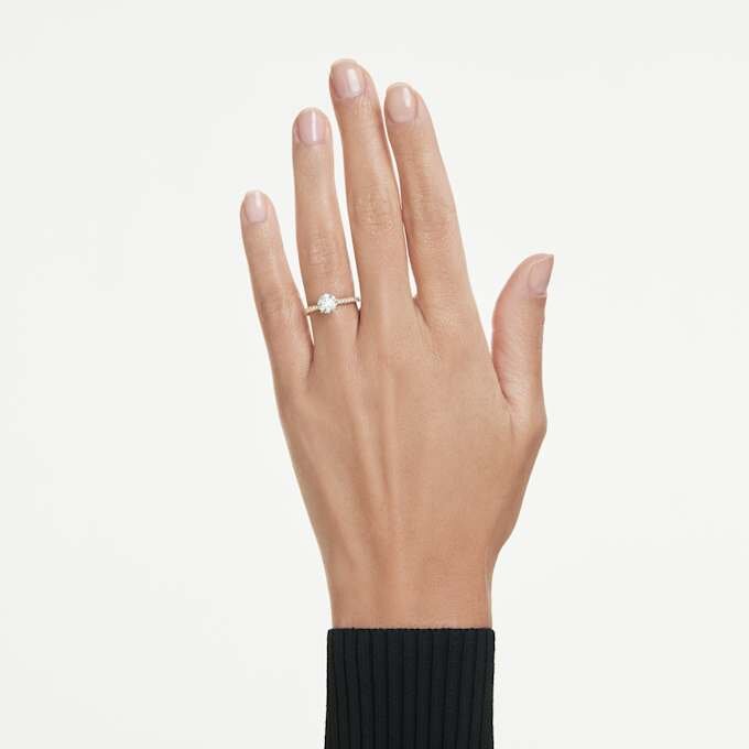 Bague solitaire Eternity avec diamants synthétiques 1,2 ct au total, forme ronde, or jaune 14 carats Bague solitaire Eternity avec diamants synthétiques 1,2 ct au total, forme ronde, or jaune 14 carats