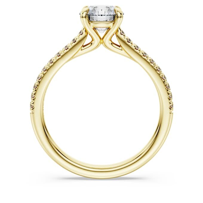 Bague solitaire Eternity avec diamants synthétiques 1,2 ct au total, forme ronde, or jaune 14 carats Bague solitaire Eternity avec diamants synthétiques 1,2 ct au total, forme ronde, or jaune 14 carats