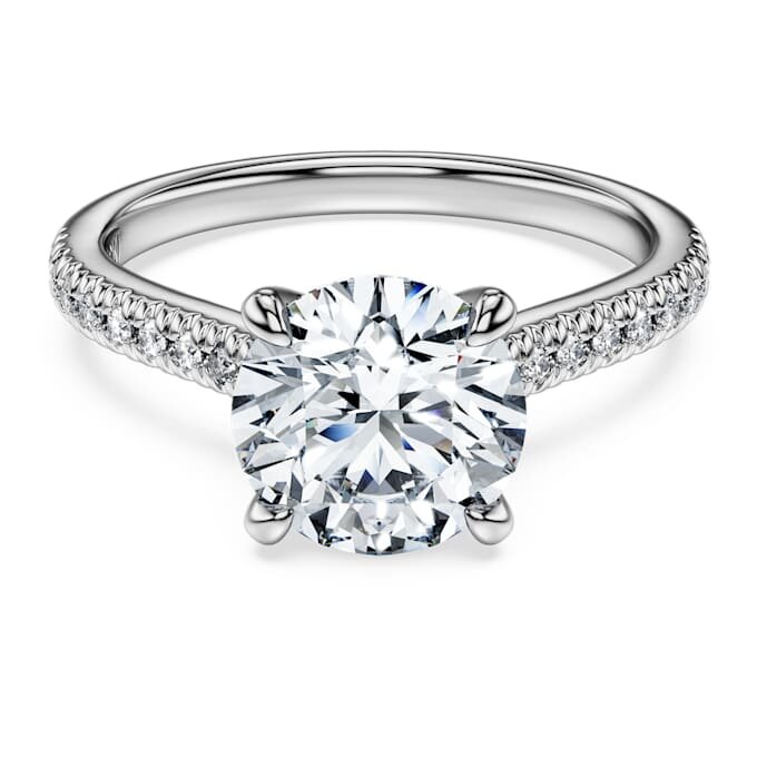 Bague solitaire Eternity avec diamants synthétiques, 2,2 carats au total, forme ronde, or blanc 14 carats Bague solitaire Eternity avec diamants synthétiques, 2,2 carats au total, forme ronde, or blanc 14 carats
