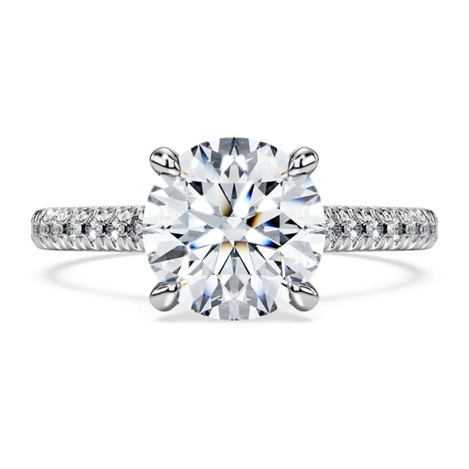 Bague solitaire Eternity avec diamants synthétiques, 2,2 carats au total, forme ronde, or blanc 14 carats Bague solitaire Eternity avec diamants synthétiques, 2,2 carats au total, forme ronde, or blanc 14 carats