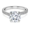Bague solitaire Eternity avec diamants synthétiques, 2,25 ct au total, forme ronde, or blanc 14 carats Bague solitaire Eternity avec diamants synthétiques, 2,25 ct au total, forme ronde, or blanc 14 carats