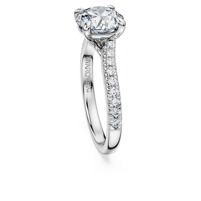 Bague solitaire Eternity avec diamants synthétiques, 2,25 ct au total, forme ronde, or blanc 14 carats Bague solitaire Eternity avec diamants synthétiques, 2,25 ct au total, forme ronde, or blanc 14 carats