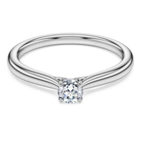 Bague solitaire Eternity avec diamants synthétiques de 0,25 ct au total, forme ronde, argent sterling