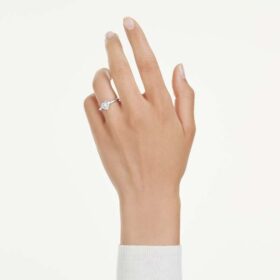 Bague solitaire Eternity avec diamants synthétiques de 0,5 ct au total, en forme de cœur, en argent sterling