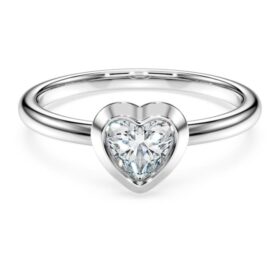 Bague solitaire Eternity avec diamants synthétiques de 0,5 ct au total, en forme de cœur, en argent sterling