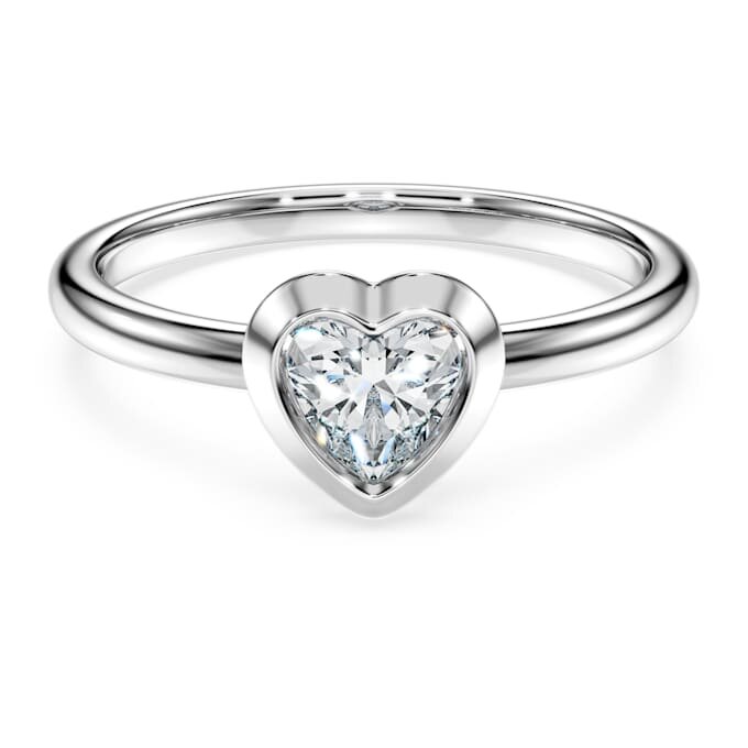 Bague solitaire Eternity avec diamants synthétiques de 0,5 ct au total, en forme de cœur, en argent sterling Bague solitaire Eternity avec diamants synthétiques de 0,5 ct au total, en forme de cœur, en argent sterling