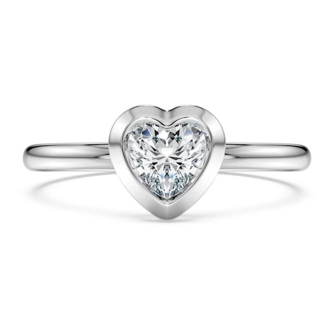 Bague solitaire Eternity avec diamants synthétiques de 0,5 ct au total, en forme de cœur, en argent sterling Bague solitaire Eternity avec diamants synthétiques de 0,5 ct au total, en forme de cœur, en argent sterling