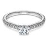 Bague solitaire Eternity avec diamants synthétiques de 0,7 ct au total, forme ronde, or blanc 14 carats Bague solitaire Eternity avec diamants synthétiques de 0,7 ct au total, forme ronde, or blanc 14 carats