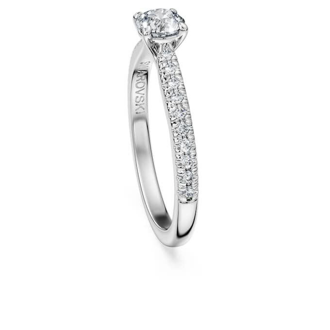 Bague solitaire Eternity avec diamants synthétiques de 0,7 ct au total, forme ronde, or blanc 14 carats Bague solitaire Eternity avec diamants synthétiques de 0,7 ct au total, forme ronde, or blanc 14 carats