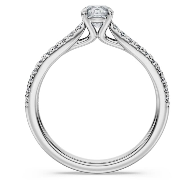 Bague solitaire Eternity avec diamants synthétiques de 0,7 ct au total, forme ronde, or blanc 14 carats Bague solitaire Eternity avec diamants synthétiques de 0,7 ct au total, forme ronde, or blanc 14 carats