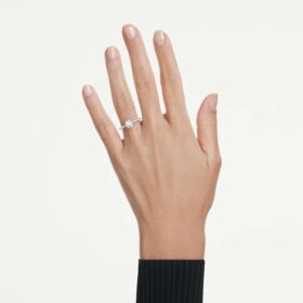 Bague solitaire Eternity avec diamants synthétiques de 1,7 ct au total, forme ronde, or blanc 14 carats