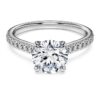 Bague solitaire Eternity avec diamants synthétiques de 1,7 ct au total, forme ronde, or blanc 14 carats Bague solitaire Eternity avec diamants synthétiques de 1,7 ct au total, forme ronde, or blanc 14 carats