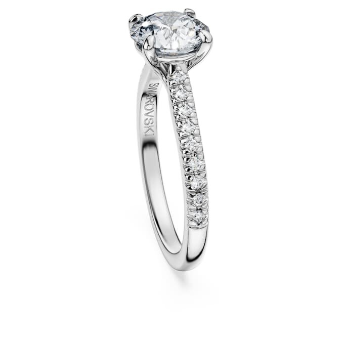 Bague solitaire Eternity avec diamants synthétiques de 1,7 ct au total, forme ronde, or blanc 14 carats Bague solitaire Eternity avec diamants synthétiques de 1,7 ct au total, forme ronde, or blanc 14 carats