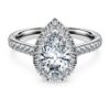 Bague solitaire Eternity Halo avec diamants synthétiques 1,3 ct au total, taille poire, or blanc 14 carats Bague solitaire Eternity Halo avec diamants synthétiques 1,3 ct au total, taille poire, or blanc 14 carats
