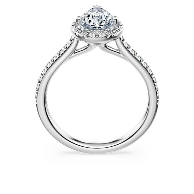 Bague solitaire Eternity Halo avec diamants synthétiques 1,3 ct au total, taille poire, or blanc 14 carats Bague solitaire Eternity Halo avec diamants synthétiques 1,3 ct au total, taille poire, or blanc 14 carats