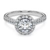 Bague solitaire Eternity Halo avec diamants synthétiques 1,33 ct au total, forme ronde, or blanc 14 carats Bague solitaire Eternity Halo avec diamants synthétiques 1,33 ct au total, forme ronde, or blanc 14 carats