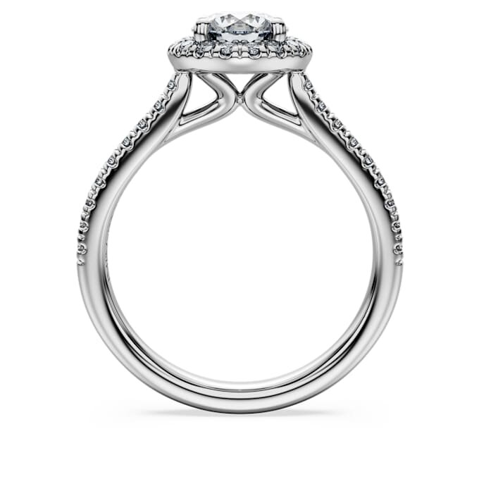 Bague solitaire Eternity Halo avec diamants synthétiques 1,33 ct au total, forme ronde, or blanc 14 carats Bague solitaire Eternity Halo avec diamants synthétiques 1,33 ct au total, forme ronde, or blanc 14 carats