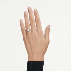 Bague solitaire « Eternity Halo » avec diamants synthétiques de 0,45 ct au total, forme ronde, argent sterling