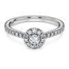 Bague solitaire « Eternity Halo » avec diamants synthétiques de 0,45 ct au total, forme ronde, argent sterling Bague solitaire « Eternity Halo » avec diamants synthétiques de 0,45 ct au total, forme ronde, argent sterling