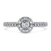 Bague solitaire « Eternity Halo » avec diamants synthétiques de 0,45 ct au total, forme ronde, argent sterling Bague solitaire « Eternity Halo » avec diamants synthétiques de 0,45 ct au total, forme ronde, argent sterling