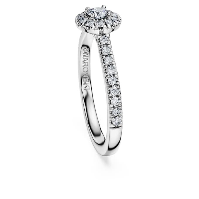 Bague solitaire « Eternity Halo » avec diamants synthétiques de 0,45 ct au total, forme ronde, argent sterling Bague solitaire « Eternity Halo » avec diamants synthétiques de 0,45 ct au total, forme ronde, argent sterling